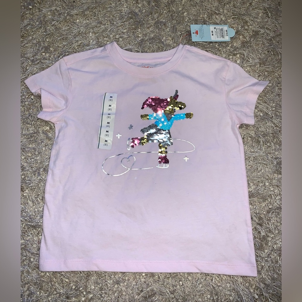Cat & Jack Pink Unicorn Skater Sequin Tee size M(8) NWT